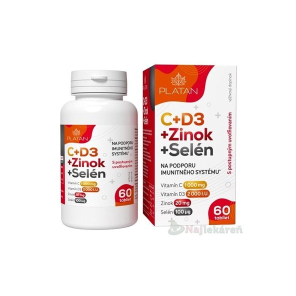 PLATAN C + D3 + zinek + selen 60 tablet