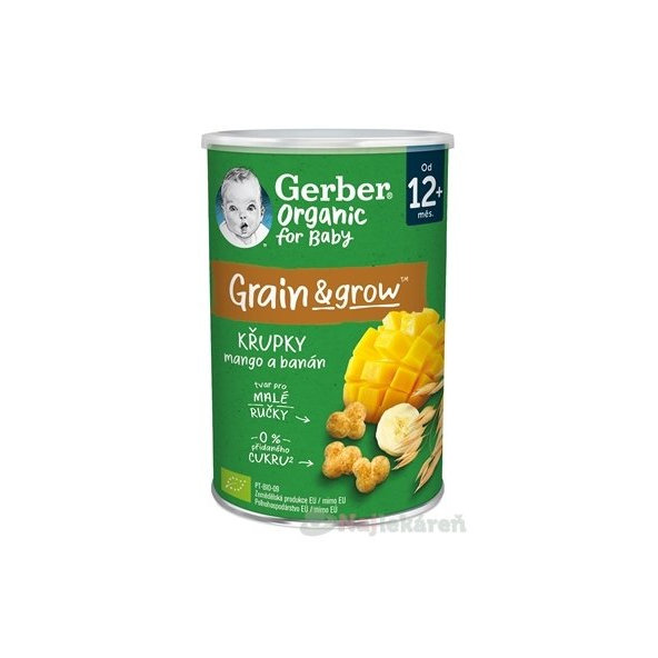 Gerber Organic křupky kukuřično-ovesné mango a banán 12 m+ 35 g