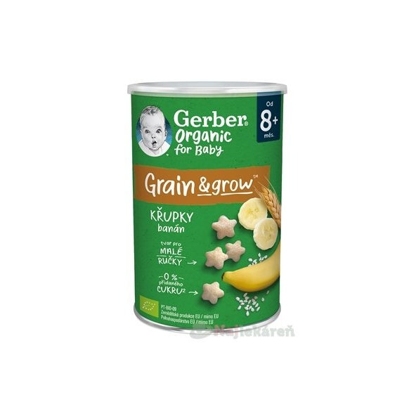 Gerber Organic křupky rýžovo-pšeničné s banánem 8 m+ 35 g