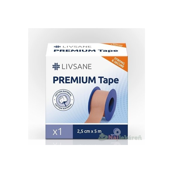 LIVSANE fixační páska Premium 2,5 cm × 5 m béžová cívka