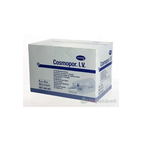 Cosmopor I.V. sterilní obvaz na fixaci kanyl 6×8cm 50 ks