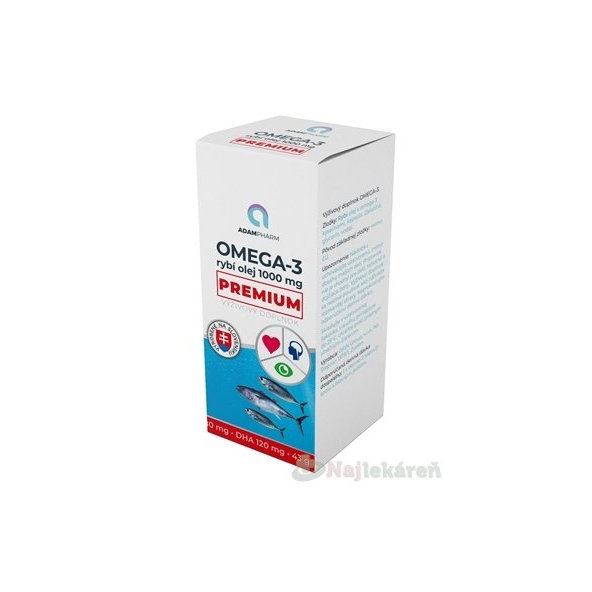 ADAMPharm Omega-3 rybí olej 1000 mg Premium 60 kapslí