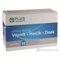 Plus Lekáreň Vápník + hořčík + zinek 50 tablet