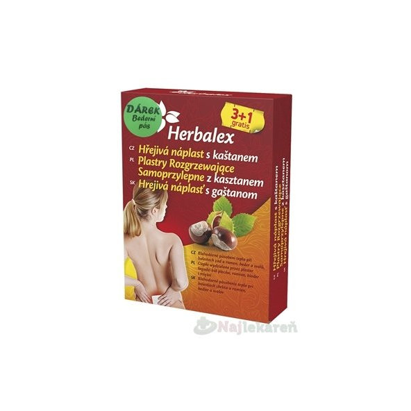 Herbalex hřejivá náplast s kaštanem na bolest 4 ks