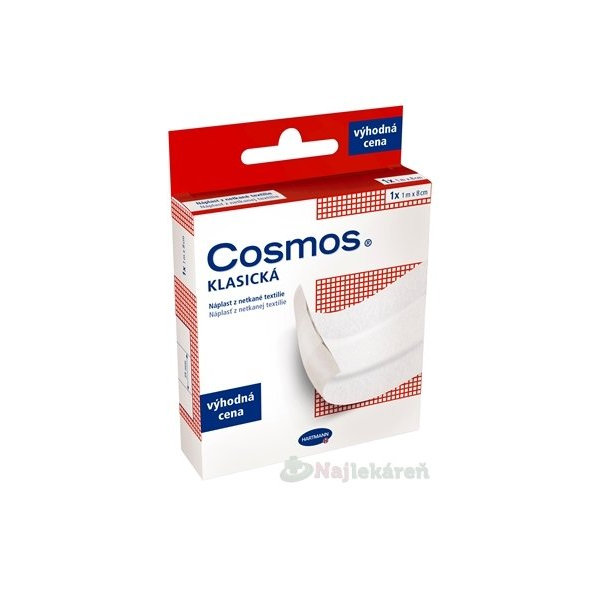 Cosmos Klasická náplast z netkané textilie bílá 1 m × 8 cm