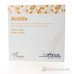 ACTILITE antimikrobiální krytí 10 × 10 cm manuka 10 ks