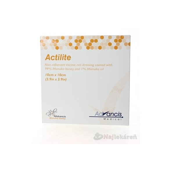 ACTILITE antimikrobiální krytí 10 × 10 cm manuka 10 ks