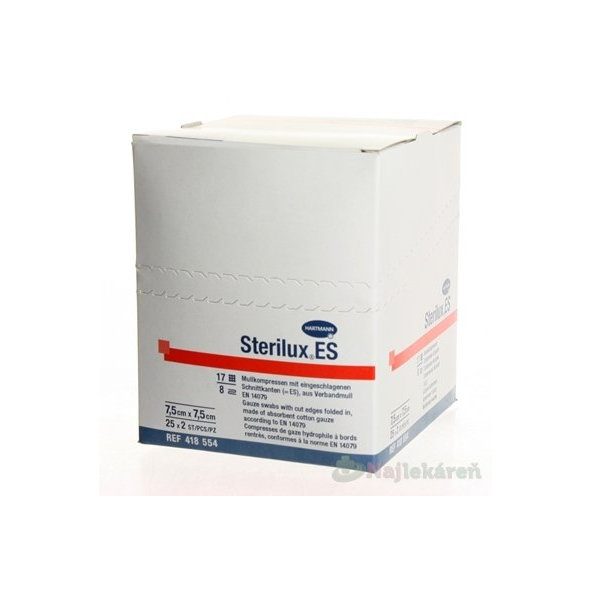 Sterilux ES kompres sterilní se založenými okraji 7,5×7,5 cm 50 ks