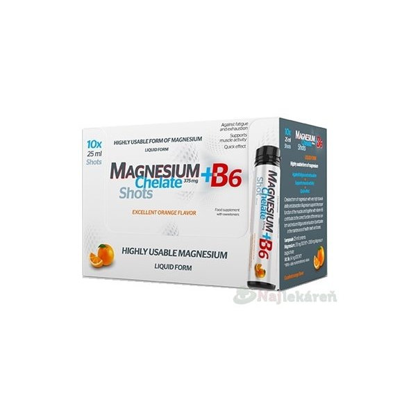SALUTEM Magnesium Chelate + B6 pomeranč 10x25 ml ampulí