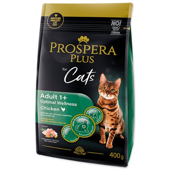 Prospera Plus Adult 1+ Optimal Wellness krmivo kočky kuřecí 400 g