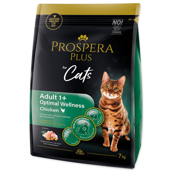 Prospera Plus Adult 1+ Optimal Wellness krmivo kočky kuřecí 7 kg