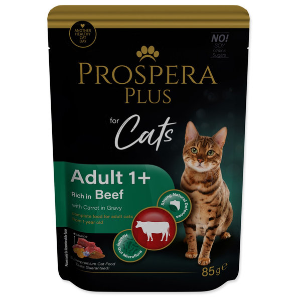 Prospera Plus Adult 1+ kapsička pro kočky hovězí a mrkev 85 g
