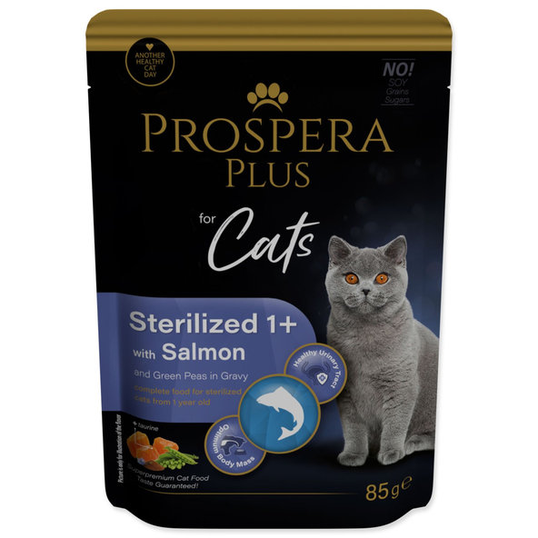 Prospera Plus Sterilized 1+ Cat kapsička losos hrášek 85 g