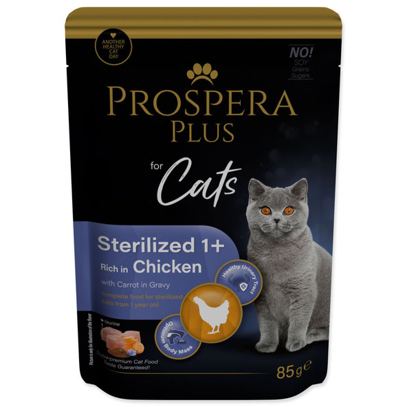 Prospera Plus Sterilized 1+ Cat kapsička kuře mrkev 85 g