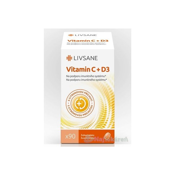 LIVSANE vitamín C + D3 žvýkací tablety 90 ks
