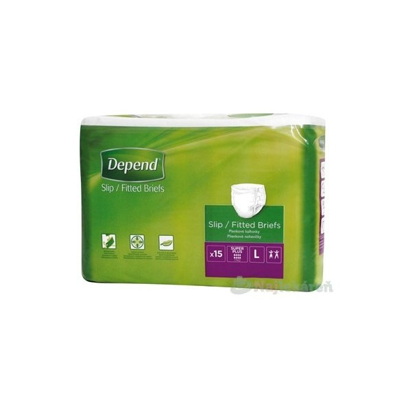 DEPEND Slip Super Plus Inkontinenční kalhotky plenkové L 15 ks
