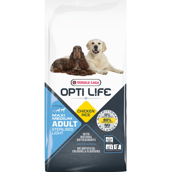 Versele-Laga Opti Life Adult Light Medium & Maxi krmivo pro dospělé psy středních a velkých plemen s nadváhou 12,5 kg