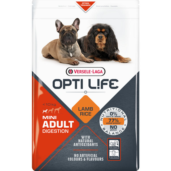 Versele Laga Opti Life Adult Digestion Mini krmivo pro dospělé psy malých plemen s citlivým trávením 7,5 kg