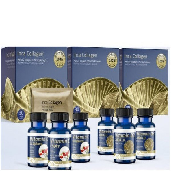 Inca Collagen mořský kolagen v prášku 3 × 30 sáčků s vitaminy C a D