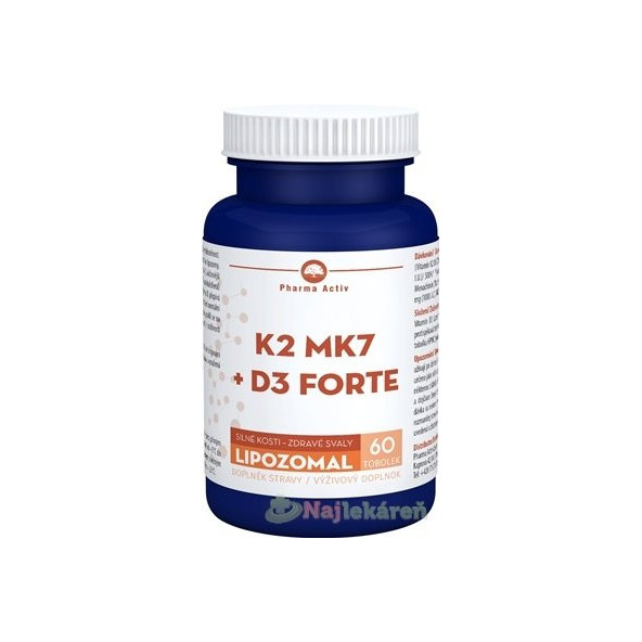 Pharma Activ Lipozomální K2 MK7 + D3 Forte 60 kapslí