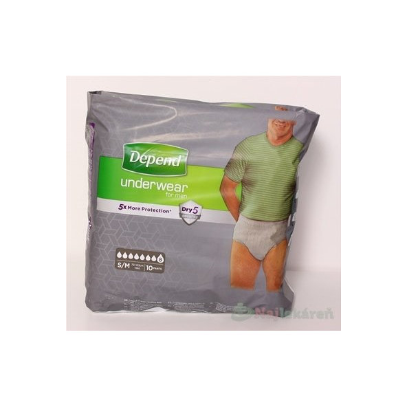 DEPEND Super Inkontinenční kalhotky S/M pánské 10 ks