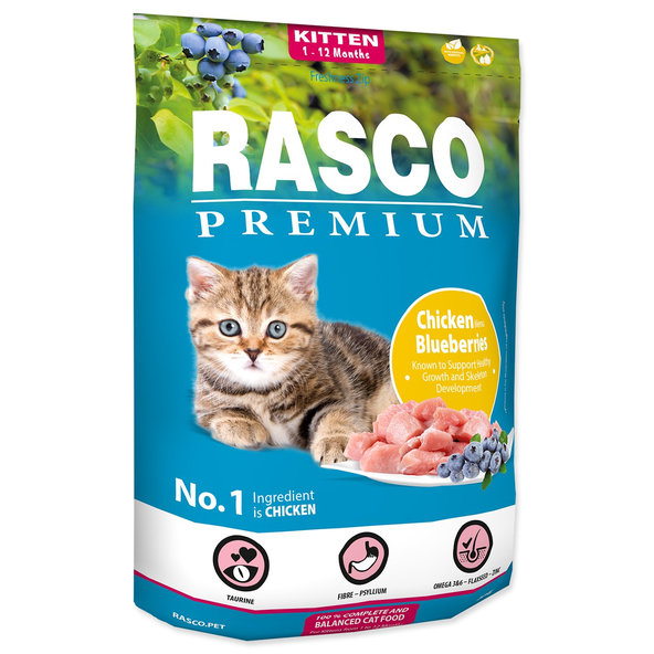 Rasco Premium Kitten krmivo pro koťata kuřecí s borůvkami 400 g