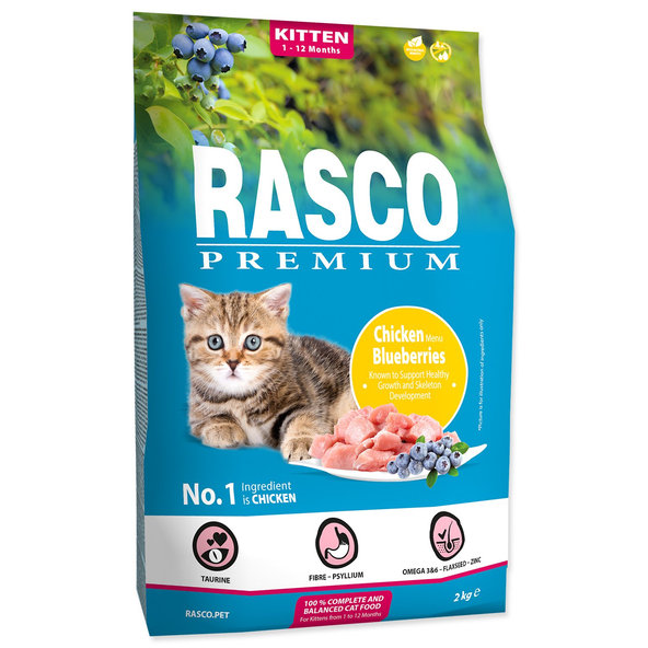 Rasco Premium Kitten krmivo pro koťata kuřecí s borůvkami 2 kg
