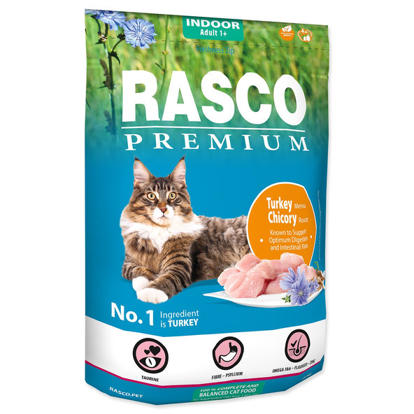 Rasco Premium Indoor krmivo pro kočky krůtí s kořenem čekanky 400 g
