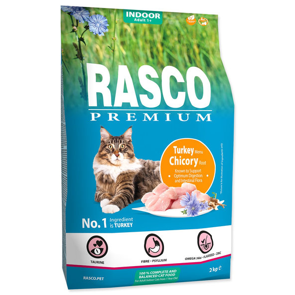 Rasco Premium Indoor krmivo pro kočky krůtí s kořenem čekanky 2 kg