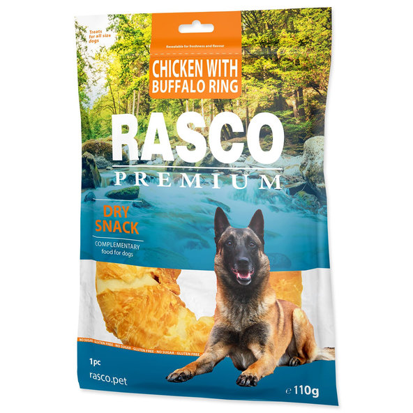 Rasco Premium pamlsek buvolí kůže s kuřecím masem, kruh 120 g