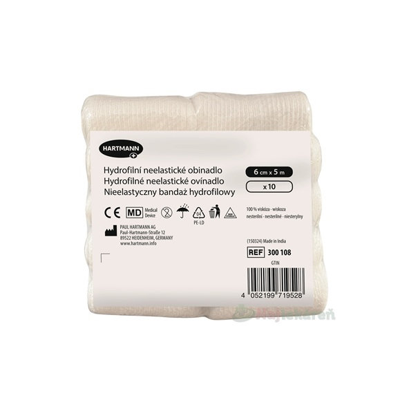 Hydrofilní neelastické obinadlo nesterilní 6 cm × 5 m 10 ks
