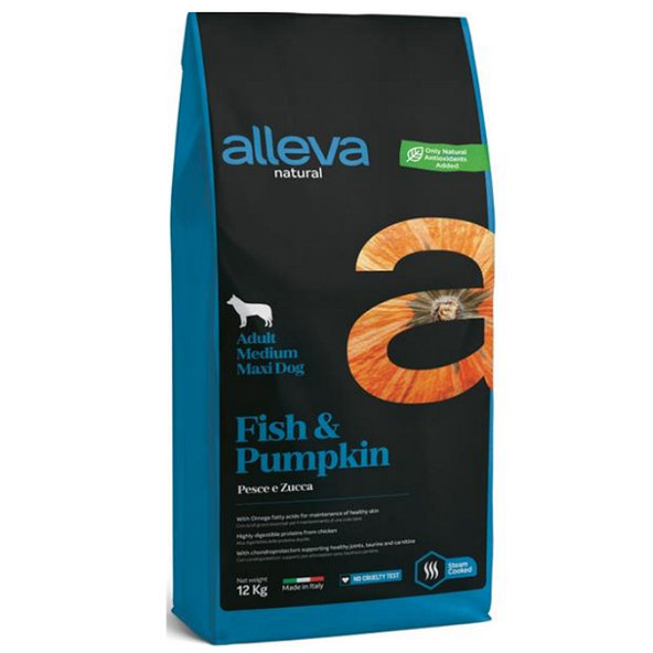 Alleva Natural dog adult medium & maxi fish & pumpkin 12kg
