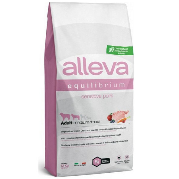 Alleva SP Equilibrium dog adult sensitive medium & maxi pork 12kg