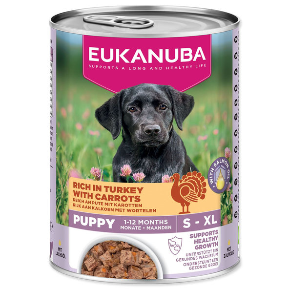 Eukanuba konzerva pro psy Puppy krůtí s mrkví 400 g