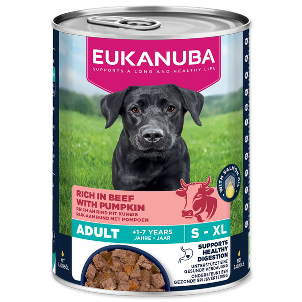 Eukanuba konzerva pro psy Adult hovězí s dýní 400 g