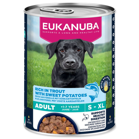 Eukanuba konzerva pro psy Adult pstruh s batáty 400 g