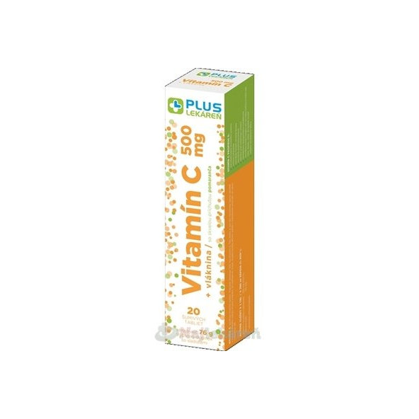 PLUS LEKÁREŇ Vitamín C 500 mg + vláknina pomeranč 20 ks