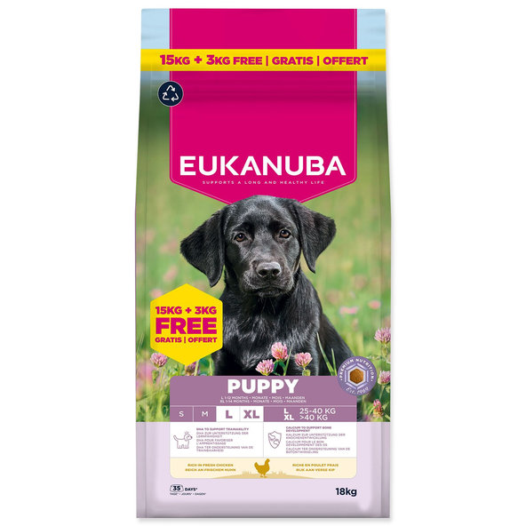 EUKANUBA Puppy Large Breed krmivo s kuřecím masem 15 + 3 kg