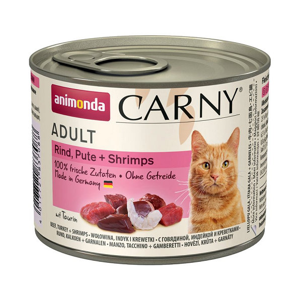 Animonda Carny® Adult konzerva pro kočky hovězí krůta krevety 6x200 g