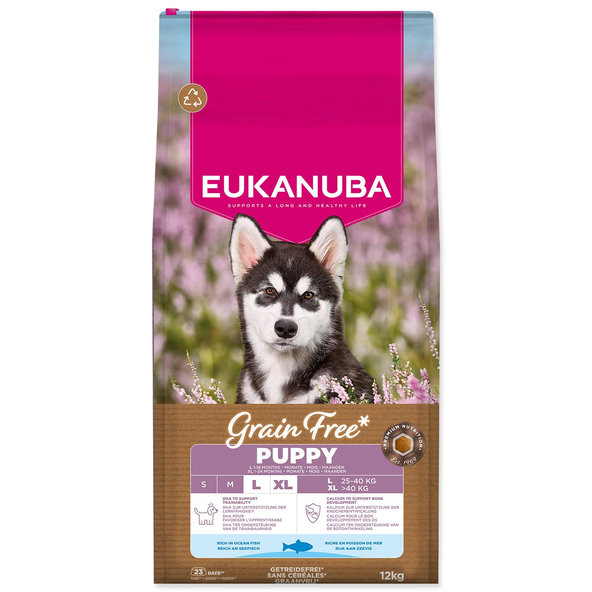 Eukanuba Grain Free krmivo pro psy Puppy Large mořská ryba 12 kg