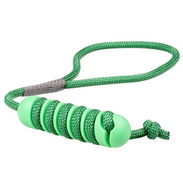 Duvo+ Hračka 2v1 gumová na šňůře zelená M 14,5 × 3,8 cm