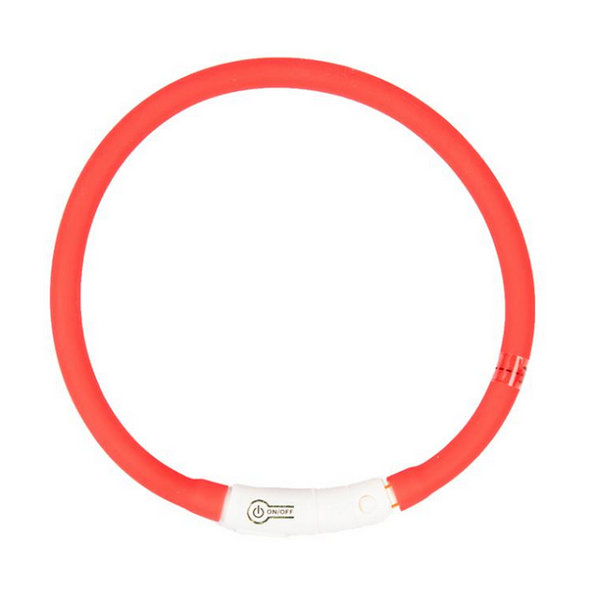 Duvo+ Obojek LED svíticí červený silikonový 70 cm