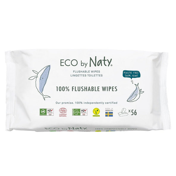 Eco by Naty vlhčené obrúsky bez vône splachovateľné 56 ks