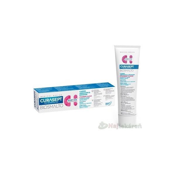 Curasept Biosmalto Baby-Kid jahodová zubní pasta 50 ml