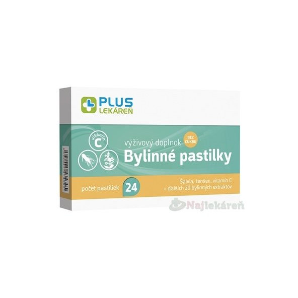 Plus Lekáreň Bylinné pastilky bez cukru 24 ks