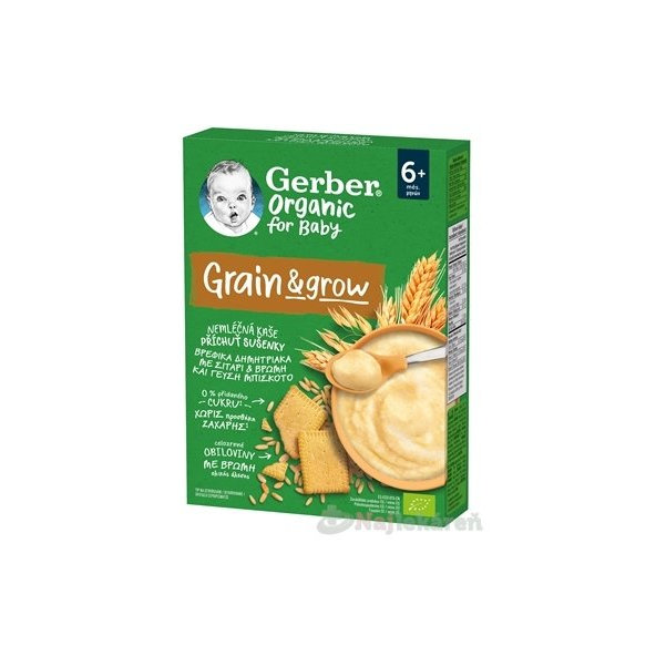 Gerber Organic nemléčná kaše sušenky 6 m+ 200 g