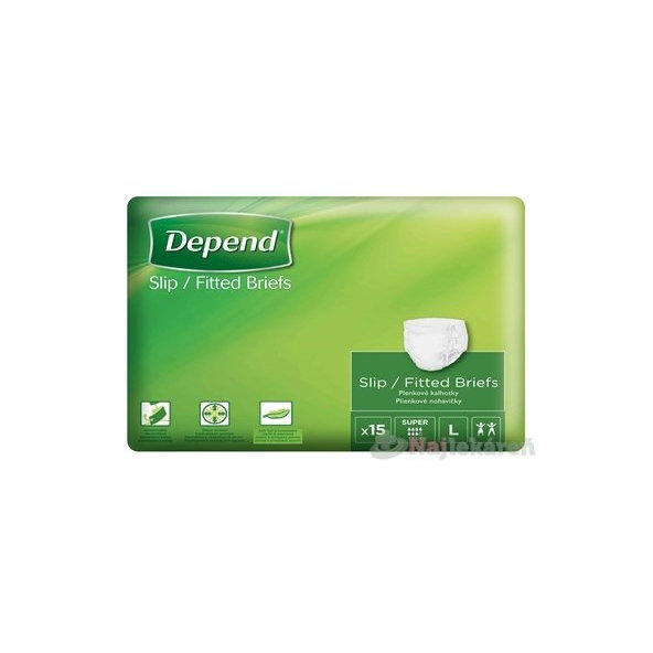 DEPEND Slip Super Inkontinenční kalhotky plenkové L prodyšné 15 ks