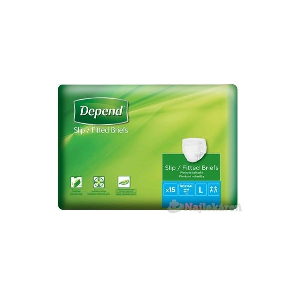 DEPEND Slip Normal Inkontinenční kalhotky plenkové L prodyšné 15 ks