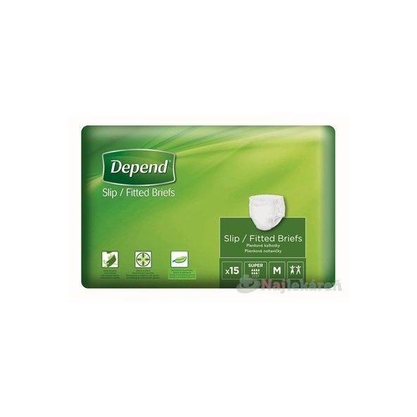 DEPEND Slip Super Inkontinenční kalhotky plenkové M prodyšné 15 ks