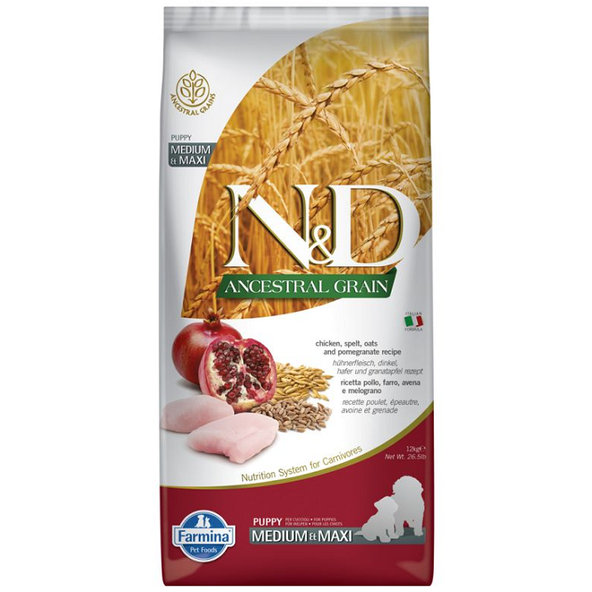 Farmina N&D Dog AG puppy medium maxi kuře špalda oves 12 kg